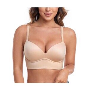 Haci Plunge Push Up‎ Bra 34C Pull Over Beige